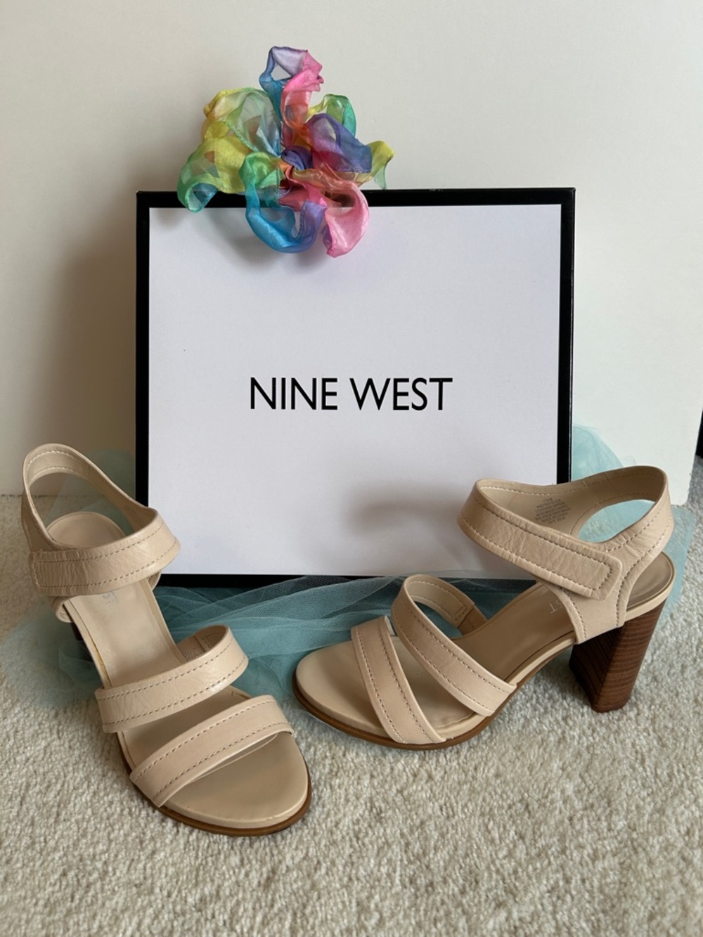 Nine West Strappy Block Heel Sandals Beige
